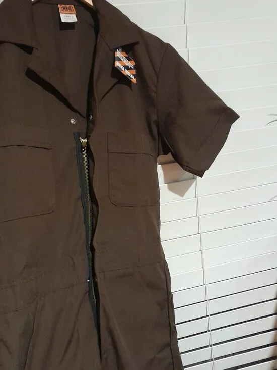 Vintage Big Ben Lightweight Jumpsuit Coverall Zippered Brown Small - Picture 6 of 8